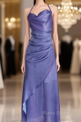 Vintage Sheath Halter Lilac Ankle Length Formal Prom Dresses Birthday Outfits