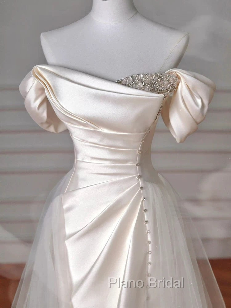 Vintage Sheath Off The Shoulder Satin Long Formal Prom Dresses Party Evening Dresses