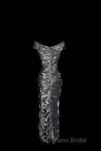 Vintage Sheath Off The Shoulder Silver Gray Sleeveless Long Formal Prom Gown Fairy Formal Prom Dresses