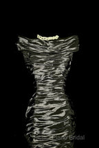 Vintage Sheath Off The Shoulder Silver Gray Sleeveless Long Formal Prom Gown Fairy Formal Prom Dresses