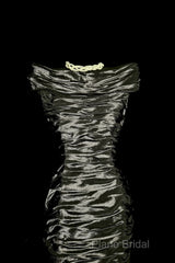 Vintage Sheath Off The Shoulder Silver Gray Sleeveless Long Formal Prom Gown Fairy Formal Prom Dresses