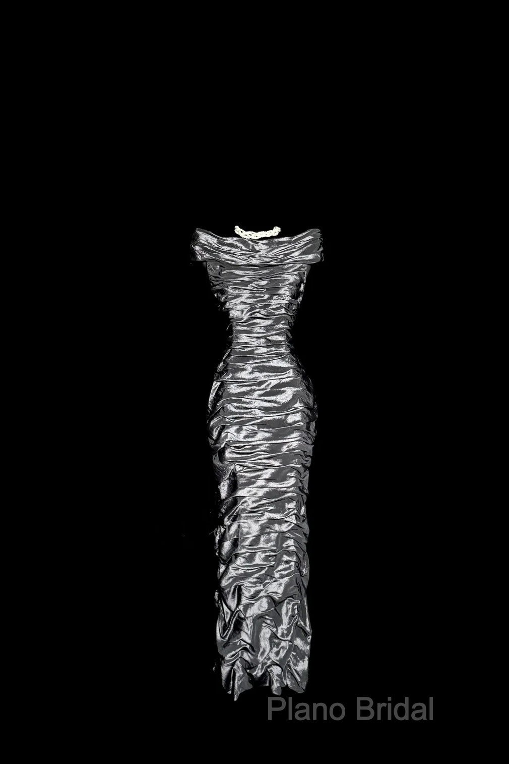 Vintage Sheath Off The Shoulder Silver Gray Sleeveless Long Formal Prom Gown Fairy Formal Prom Dresses