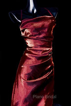 Vintage Sheath Spaghetti Straps Burgundy Ankle Length Formal Prom Dresses Birthday Outfits