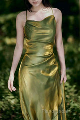 Vintage Sheath Spaghetti Straps Green Shiny Formal Prom Dresses Birthday Outfits