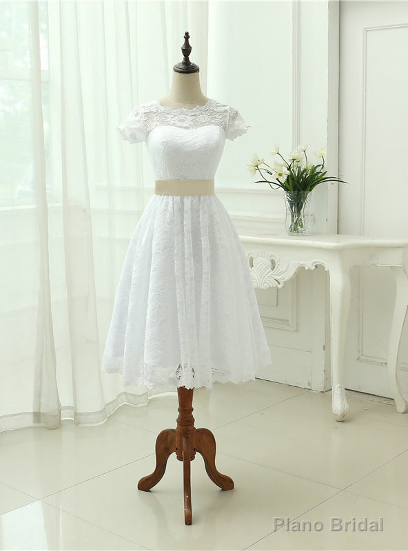 Vintage Tea Length Lace Short Wedding Dress Main image