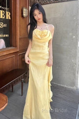 Vintage Yellow Halter Neck Floral Formal Prom Gown Fairy Princess Formal Prom Dresses