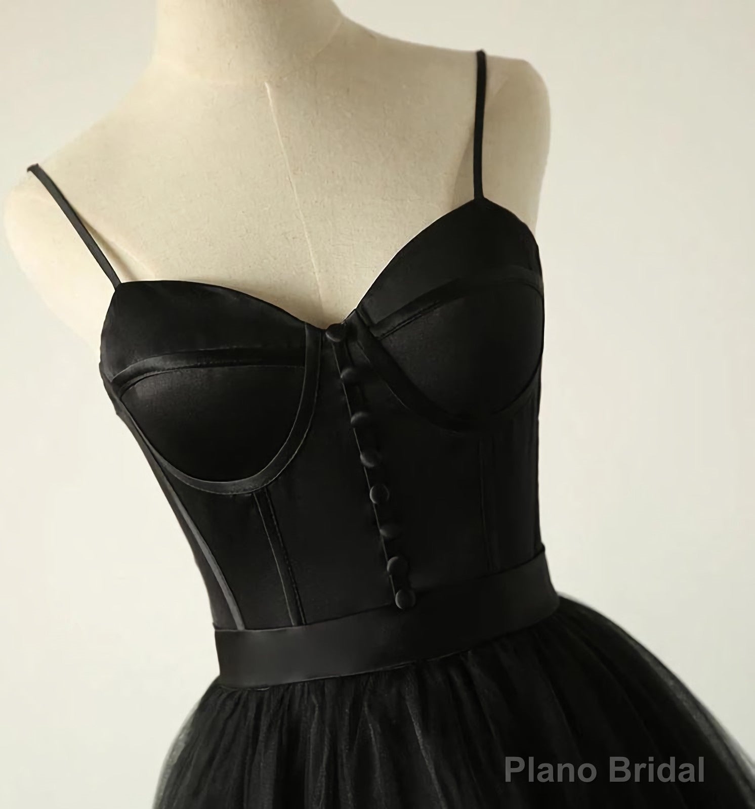 Charming Black Spaghetti Straps Sweetheart Tulle Evening Dresses Formal Dress Secondary image