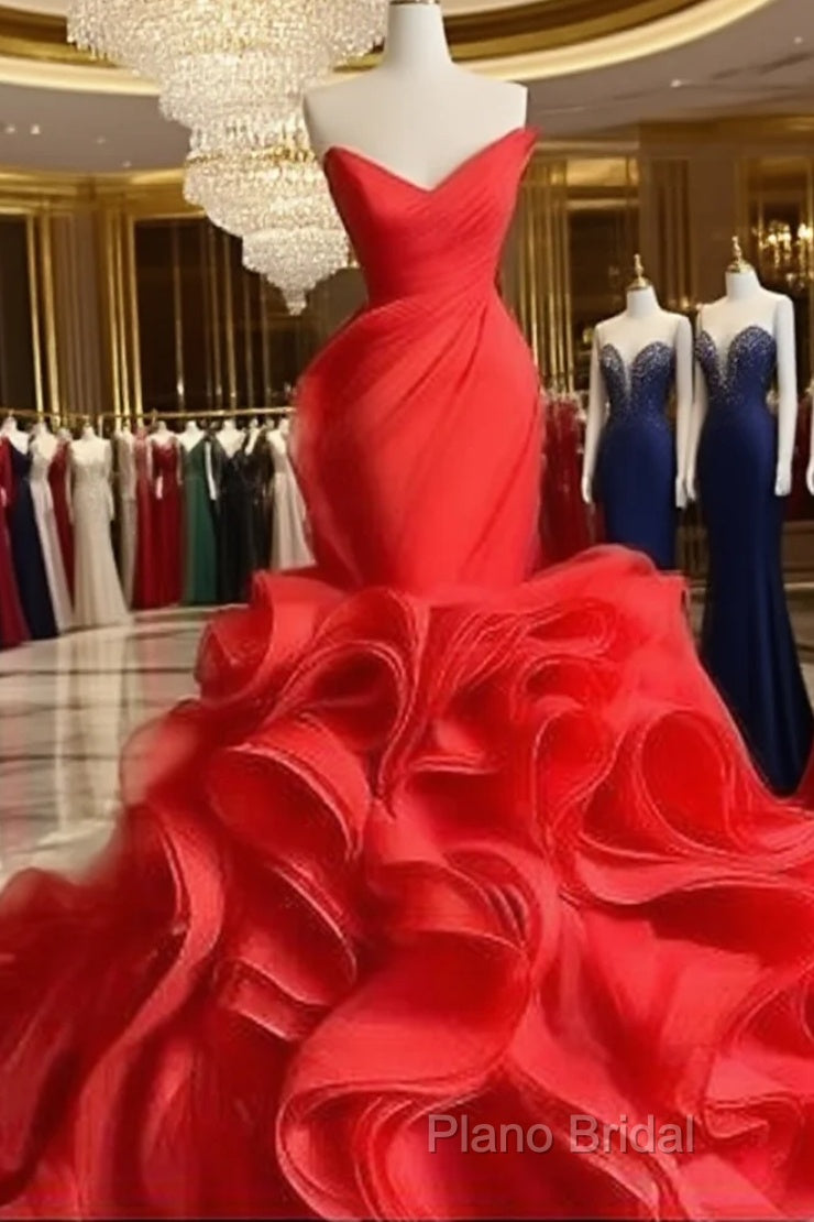 Wedding Dresses Long Train Organza Tiered Skirt Ruffled Plus Size Formal Prom Gown Main image