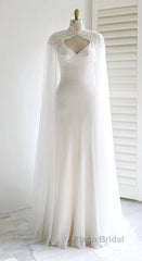 Weitese Dresses Formal Prom Dresses Stores White Bridal Long Tulle Cape Sleeves With Embroidered Lace Appliques Long Wedding Dresses Party Dresses Formal Wear Dresses