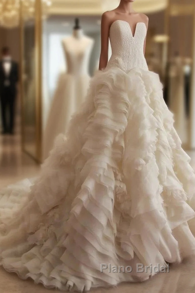 Weitese Formal WomenS Dresses Ivory Elegant Strapless Puffy Tiered Ball Gown Formal Prom Dresses Wedding Dresses Formal Prom Dresses Stores Main image