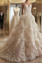 Weitese Formal WomenS Dresses Ivory Elegant Strapless Puffy Tiered Ball Gown Formal Prom Dresses Wedding Dresses Formal Prom Dresses Stores