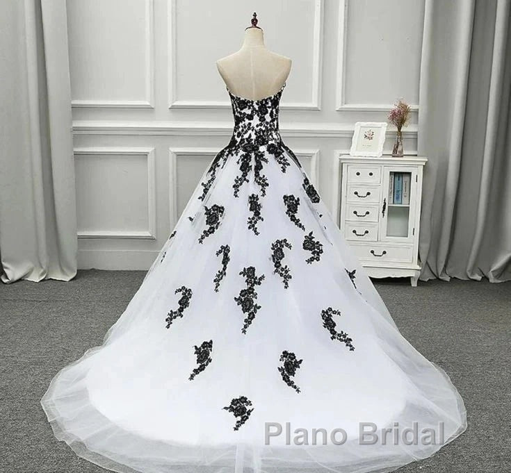 Weitese Formal WomenS Dresses Strapless Beautiful White And Black Long Formal Prom Dresses Ball Gown Wedding Dresses Formal Prom Clothing