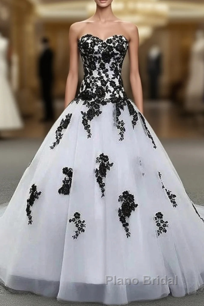 Weitese Formal WomenS Dresses Strapless Beautiful White And Black Long Formal Prom Dresses Ball Gown Wedding Dresses Formal Prom Clothing Main image