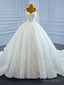 White Ball Gown Tulle Sequins Straps Wedding Dress