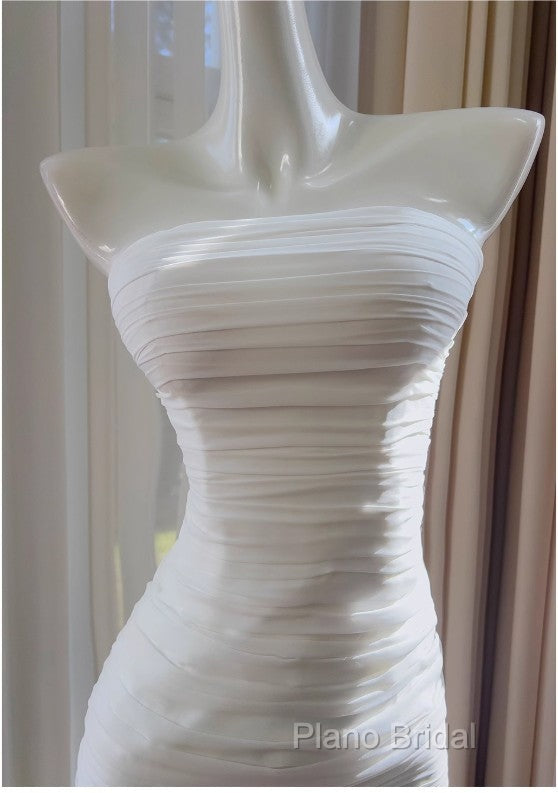 White Bodycon Dresses Strapless Chiffon Long Formal Prom Dresses Simple Formal Dresses