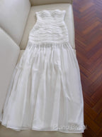 White Bodycon Dresses Strapless Chiffon Long Formal Prom Dresses Simple Formal Dresses