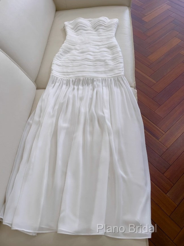 White Bodycon Dresses Strapless Chiffon Long Formal Prom Dresses Simple Formal Dresses