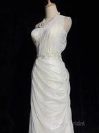 White Bodycon Satin Tulle Long Formal Prom Dresses Simple Wedding Dresses