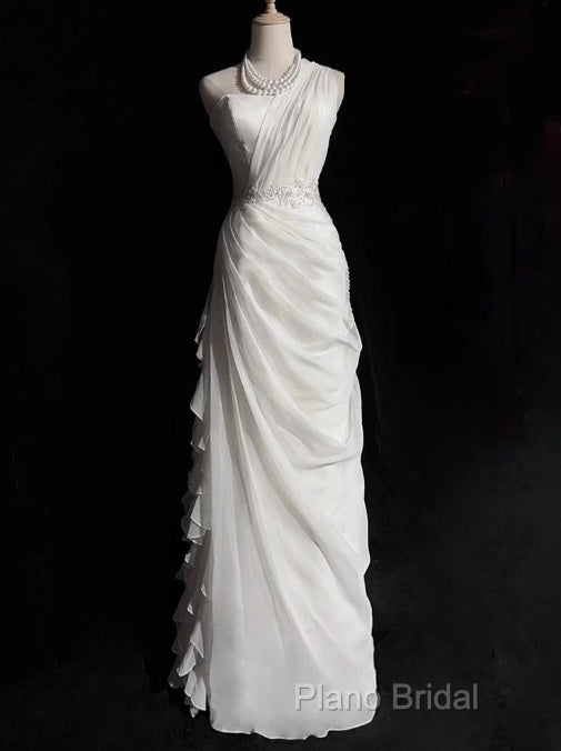 White Bodycon Satin Tulle Long Formal Prom Dresses Simple Wedding Dresses