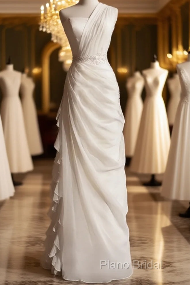 White Bodycon Satin Tulle Long Formal Prom Dresses Simple Wedding Dresses Main image