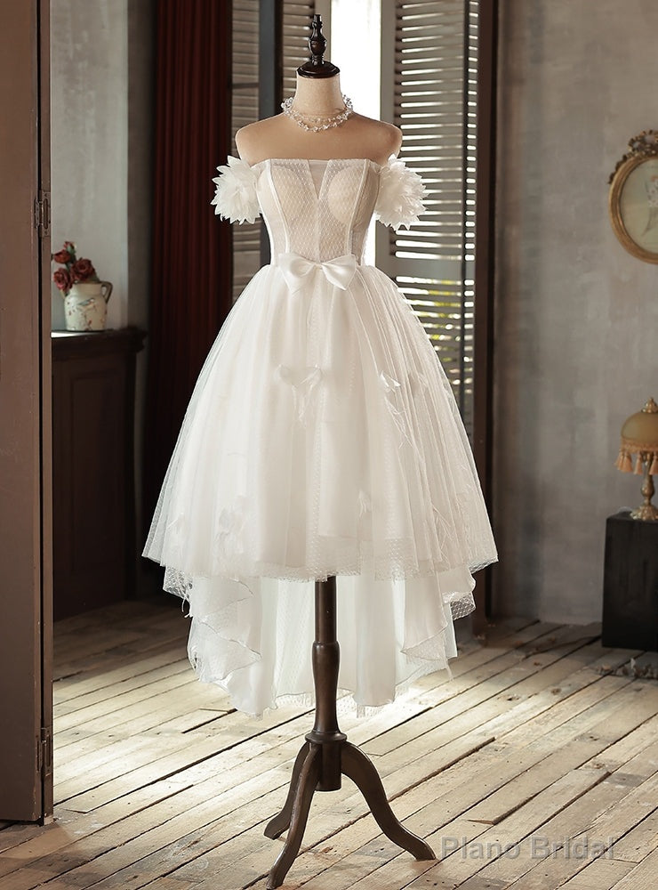 White  Tulle Off the Shoulder Wedding Dress Main image
