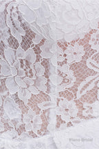 White Lace Off The Shoulder Short Sleeve Corset Wedding Dresses