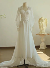 White Long Sleeve Lace Wedding Dress