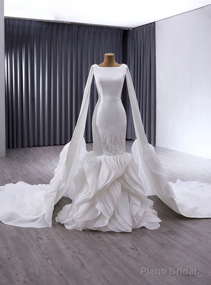 White Mermaid Sequins Wedding Dress Main image