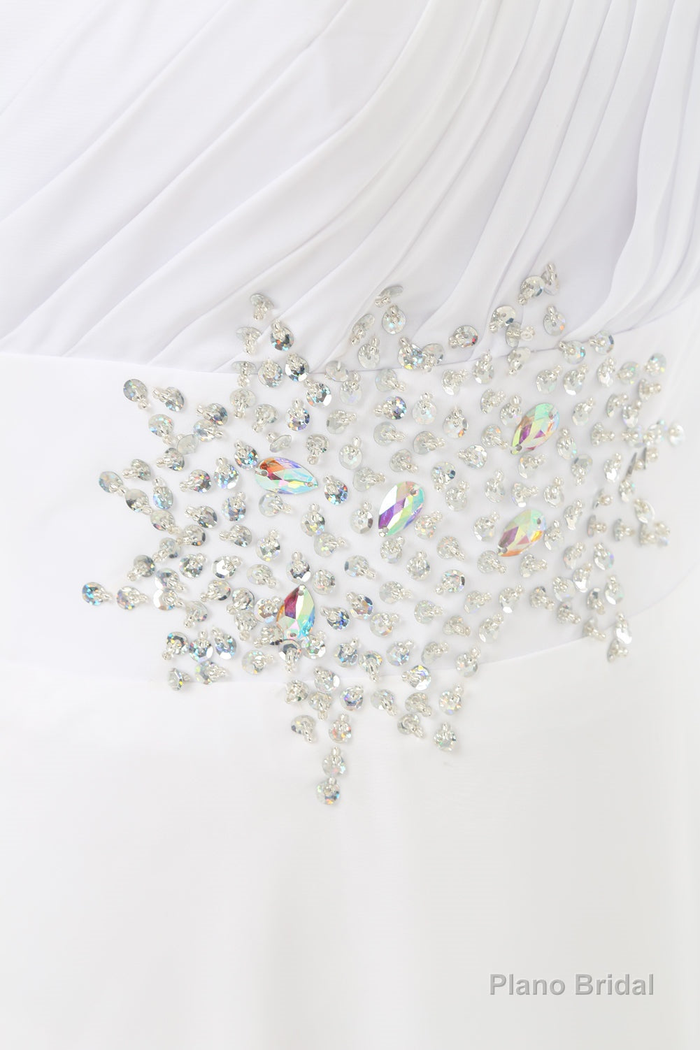 White One Shoulder Chiffon Pleats Beading Bridesmaid Dresses