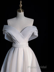 White Organza Long Formal Prom Dresses, White Long Evening Dress