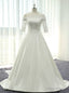 White Satin Lace Off The Shoulder Short Sleeve Wedding Dress With Lace Train