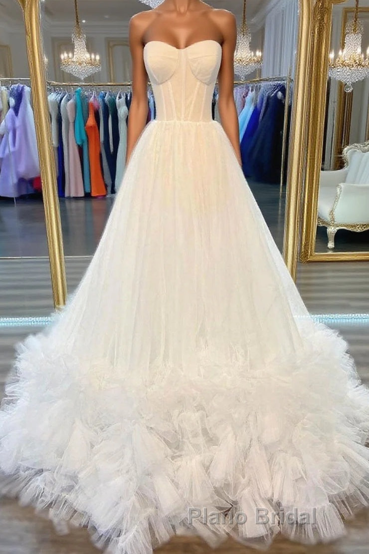 White sweetheart neck tulle long Formal Prom dress white formal dress