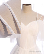 White Sweetheart Tulle Long Prom Dress, White Bridesmaid Dress