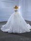 White Tulle Straps 3D Flower Wedding Dress