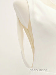 White v neck long Formal Prom dress, white evening dress