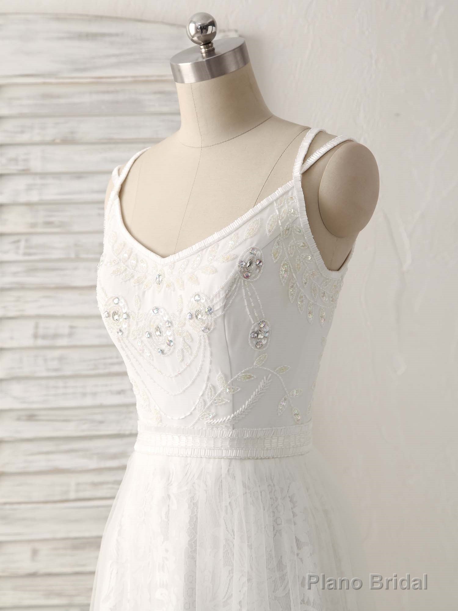 White V Neck Tulle Lace Long Prom Dress White Evening Dress