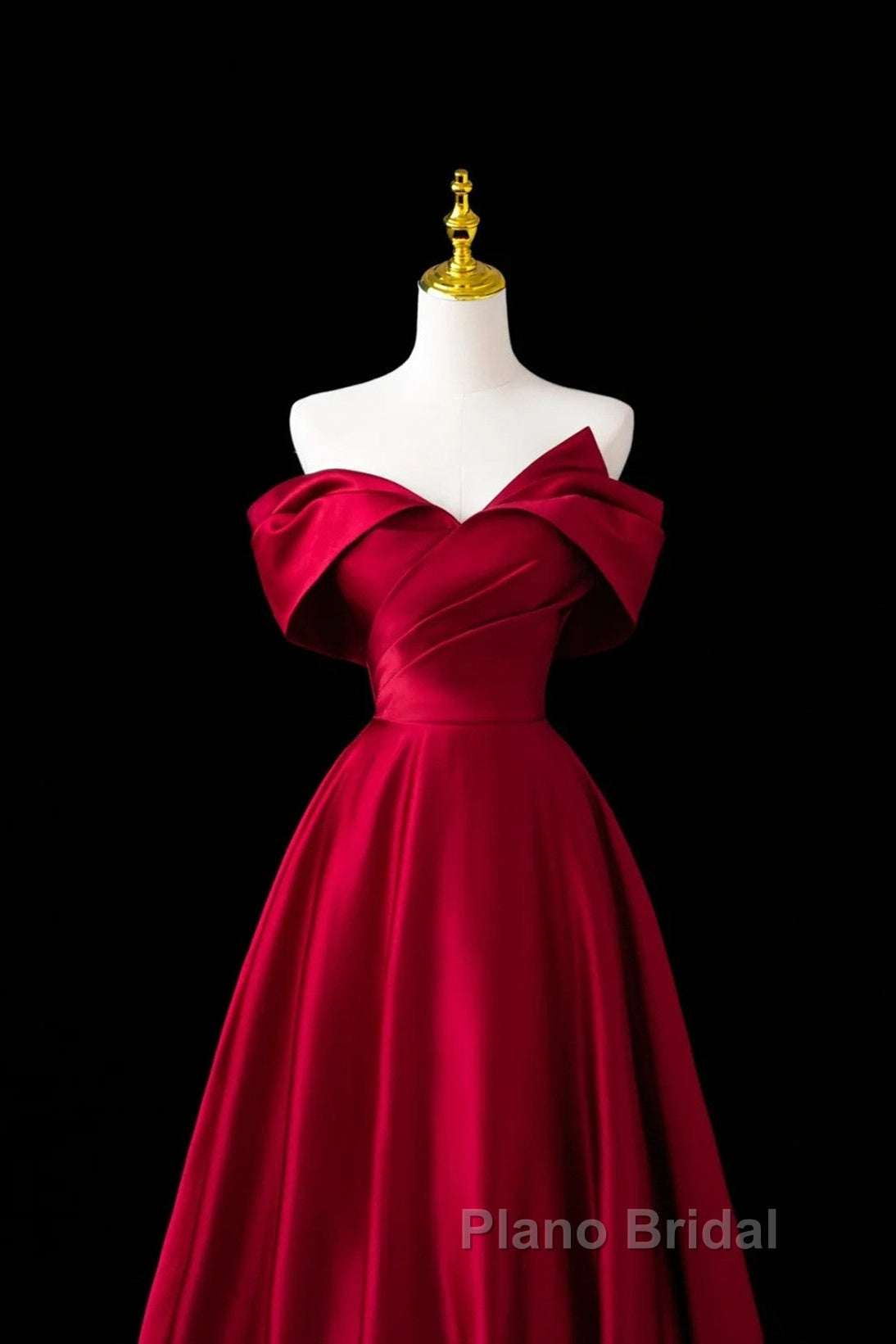 Wine Red Satin A-Line Formal Prom Dresses, Wine Red Evening Dresses Formal Dresses Secondary image