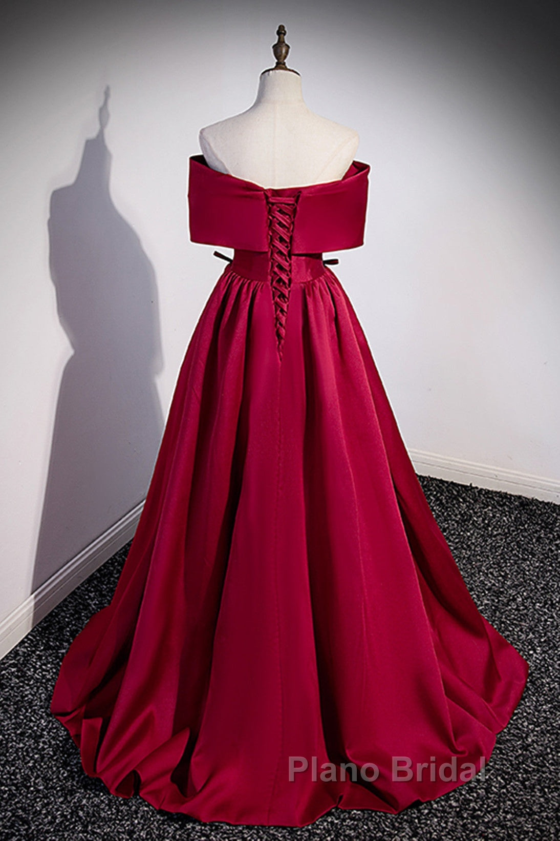 Wine Red Satin Sweetheart Long Evening Dresses, Wine Red Satin Formal Prom Dresses