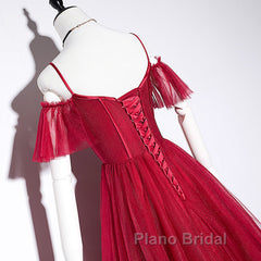 Wine Red Straps Off Shoulder Long Formal Prom Dresses Party Dresses, Formal Gown Evening Dresses