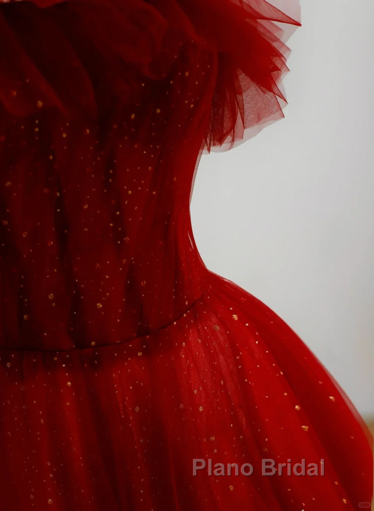 Wine Red Tull A-Line Scoop Long Formal Prom Dresses, Wine Red Tulle Evening Dresses