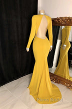 Winter Wedding Guest Dresses Long Sleeves High Neck Yellow Formal Prom Dresses
