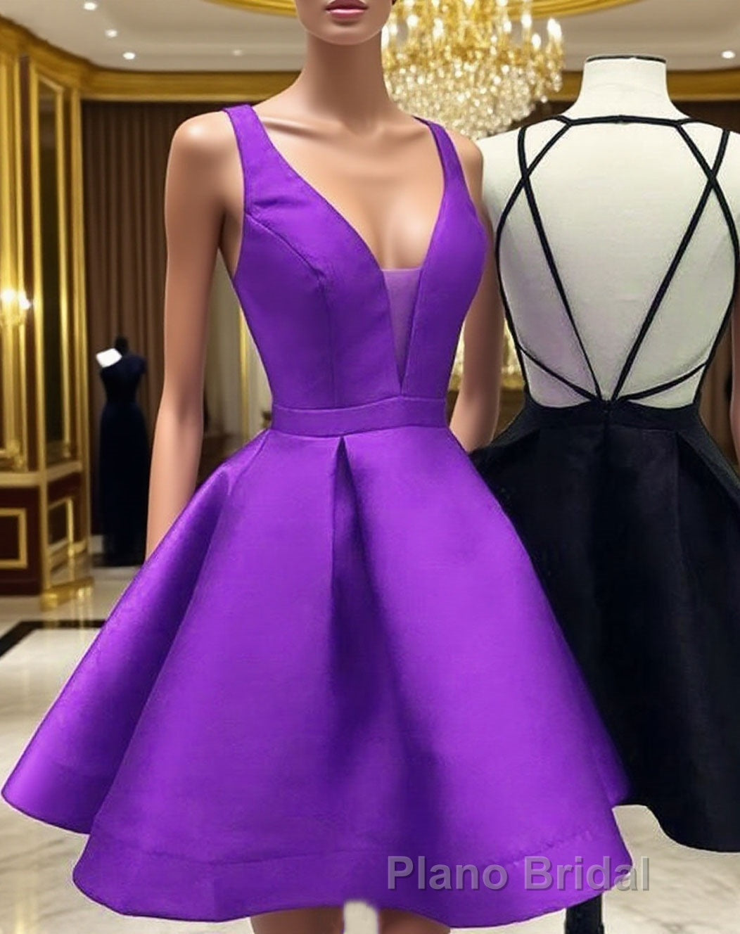 Womens Strappy Back Homecoming Dresses Short Formal Prom Gowns Main image