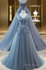 WomenS Tulle Formal Dresses Appliques Long Formal Prom Dresses H3818
