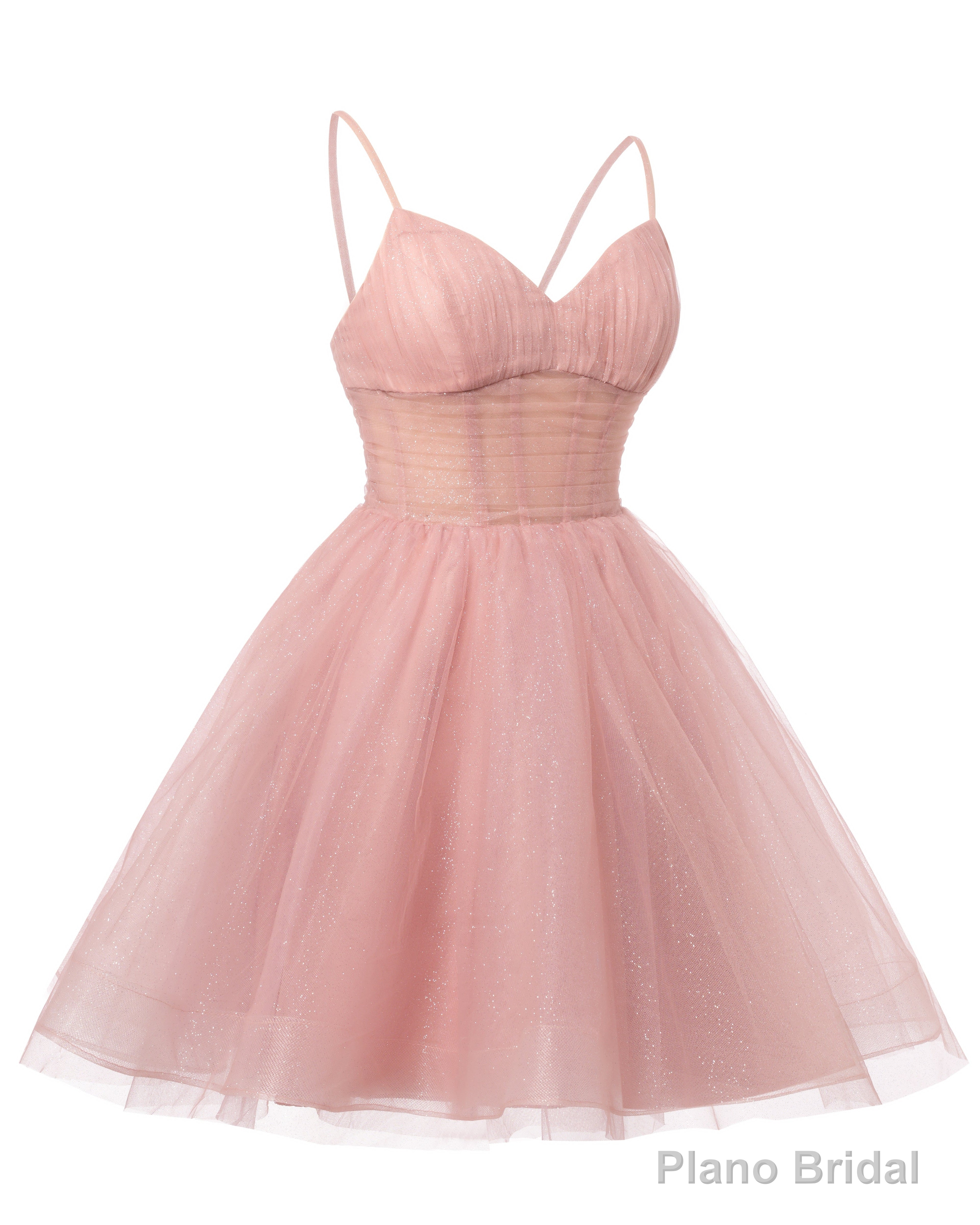 Womens V Neck Tulle Spaghetti Straps Purple Homecoming Dresses with Corset Back Short Prom Gowns for Teens