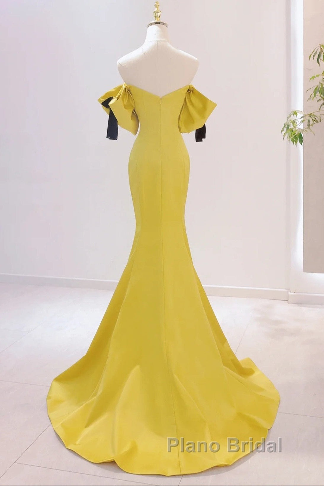 Yellow Mermaid Sweetheart Formal Prom Dresses, Off Shoulder Yellow Evening Dresses