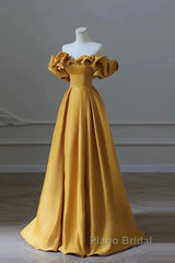 Yellow Off Shoulder Long Formal Evening Dresses Formal Prom Dresses