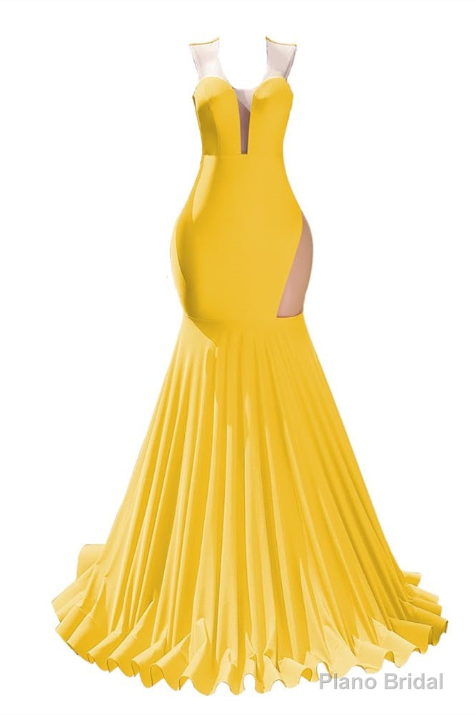 Yellow Prom Dresses Sexy Mermaid Women Evening Dress Sleeveless Open Back Secondary image