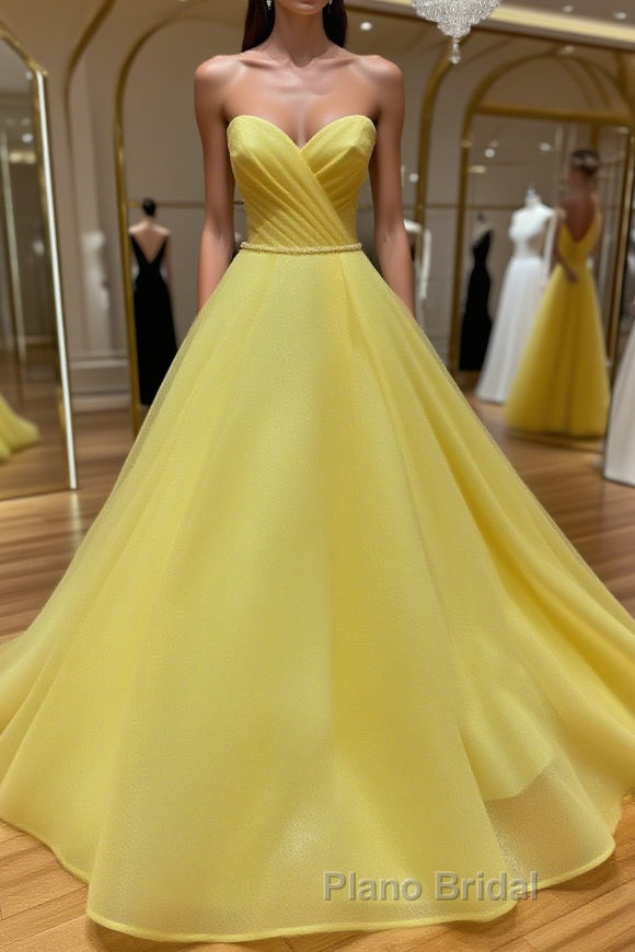 Yellow tulle sweetheart long Formal Prom dress yellow formal dress Main image