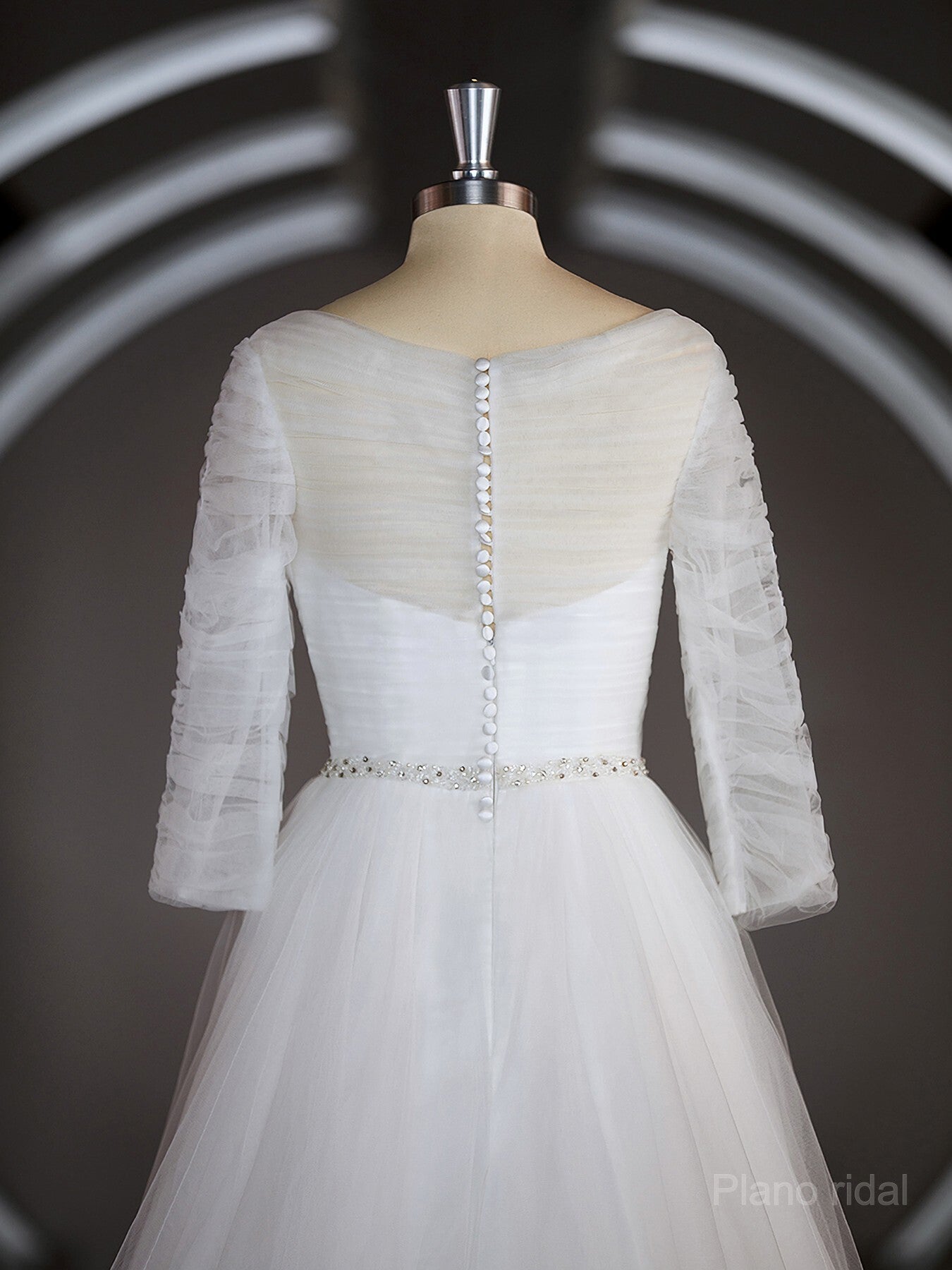 A-Line/Princess Sweetheart Sweep Train Tulle Wedding Dresses with Ruffles