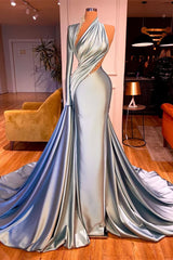 Gorgeous One Shoulder Long Sleeves Mermaid Prom Dress With Beads